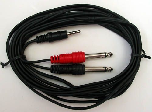 Insertkabel 3,5mm Stereo Klinke2x 6,3mm Mono Klinke, 3 Meter, Restbestand!_00019593_