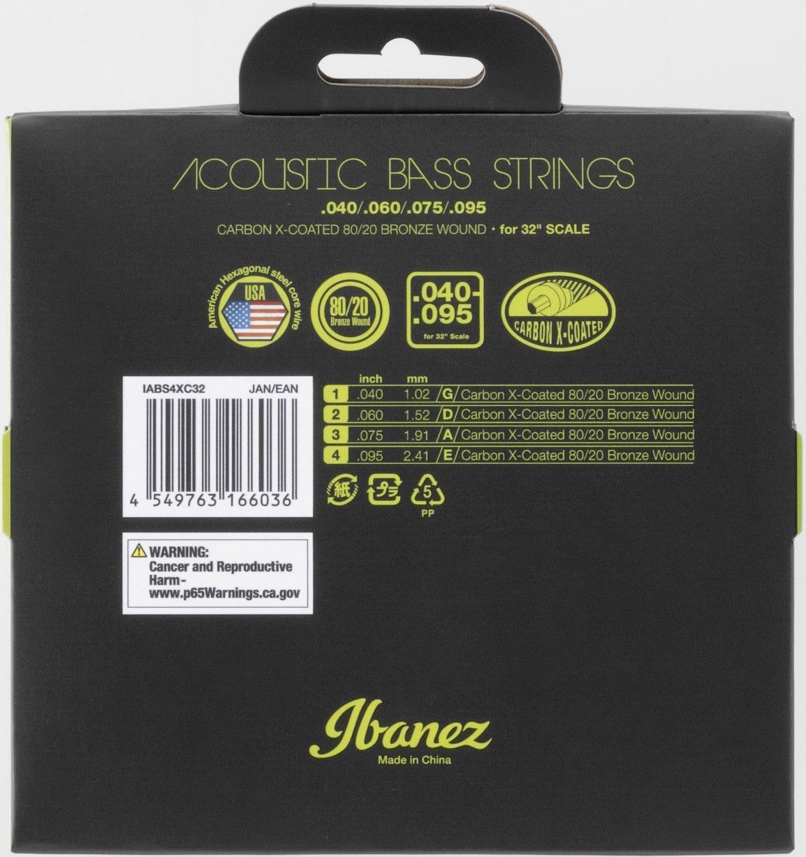 Ibanez IABS4XC32 Saiten für 4-Saiter Akustikbass 040-095