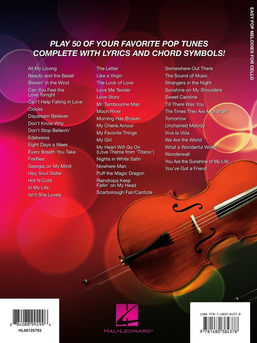 Noten Easy Pop Melodies für Violoncello HL 125793 Hal Leonard leicht spielbar
