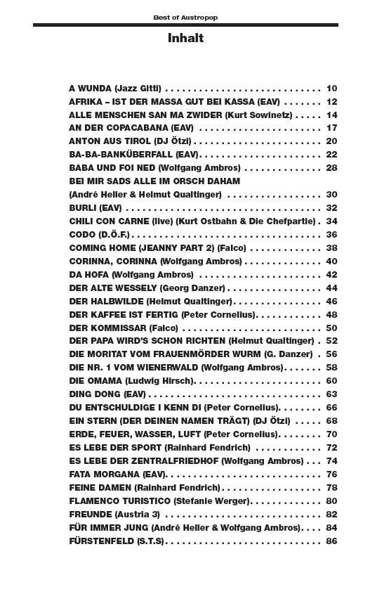 Noten BEST OF AUSTROPOP Songs Österreich Dolezal Rudi  Texte & Akkorde BoE 7447_00031335_