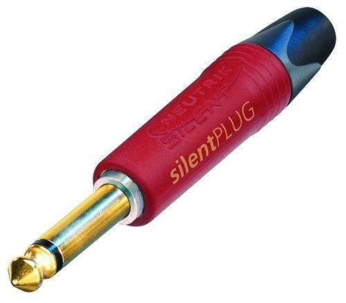 6,3mm Neutrik NP2X-Au-Silent, Klinkenstecker mit "rotem Gummimantel"