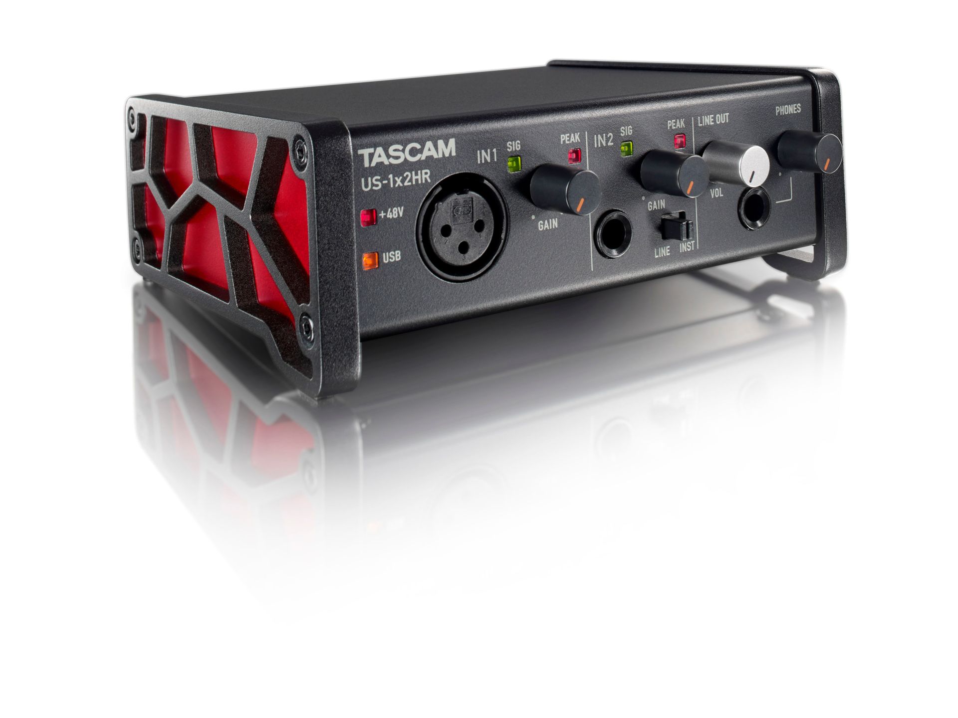 Tascam US1x2HR USB Audio Interface 2Kanal mit 1 Mikrofon und 1 Line